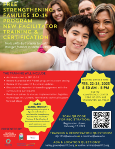 Strengthening Families 10-14 New Facilitator Training & Certification Flyer